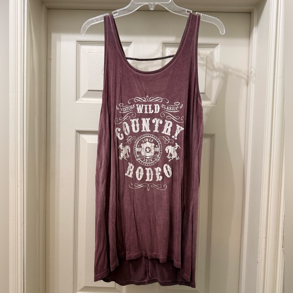 Maurices Braided-Strap Graphic Tank Top - Plum